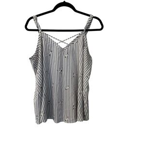 Torrid Geese Striped Women’s Grey & White Sleeveless Blouse Sz 0, L, 12 GUC
